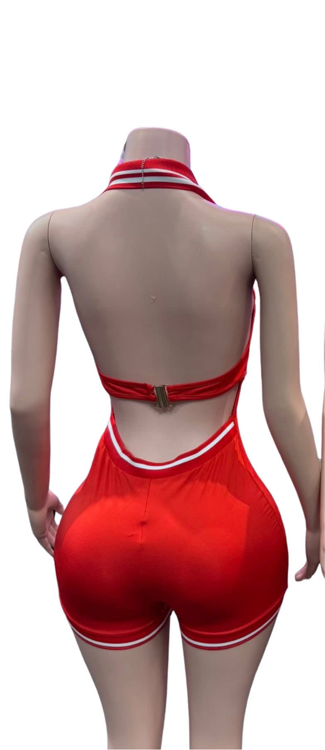 Red Back Out Jumpsuit