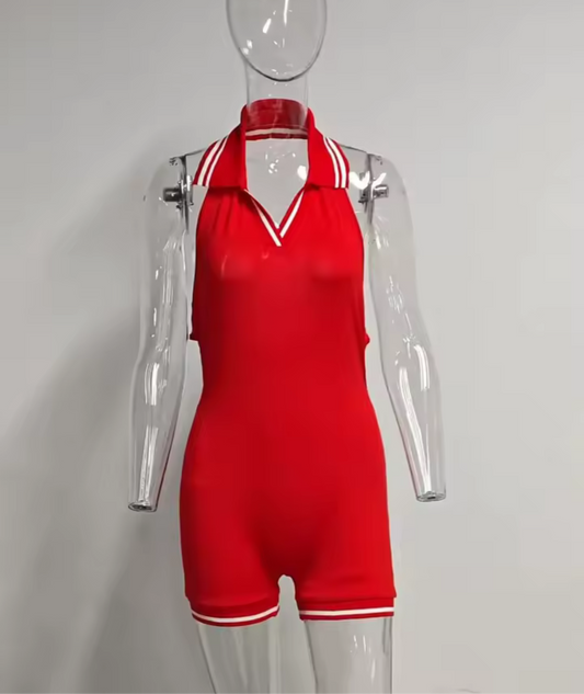 Red Back Out Jumpsuit